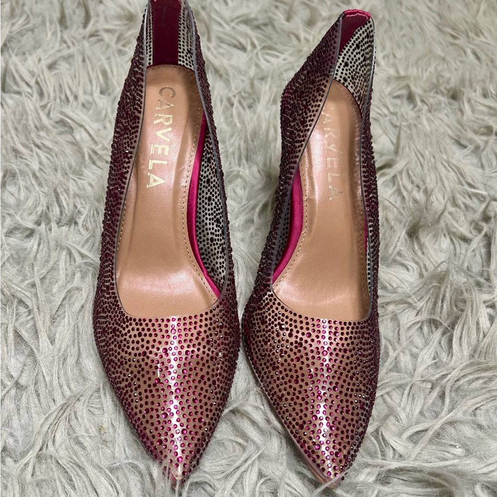 Carvela Sequined Pointed-Toe Pumps in Burgundy Ombre